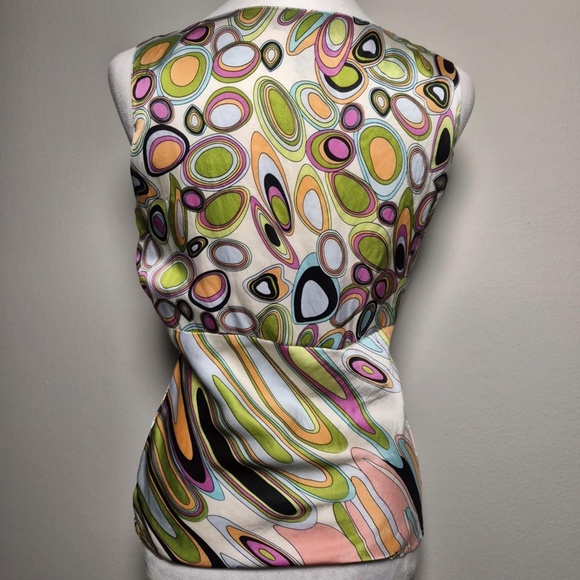 Karen Arnold 100% Washable Silk Funky Groovy Rave Psychedelic Top Blouse M - Picture 3 of 6